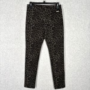 Calvin Klein Pants Womens XS Ankle Knit Stretch Pull On Leopard Animal Ponte Low